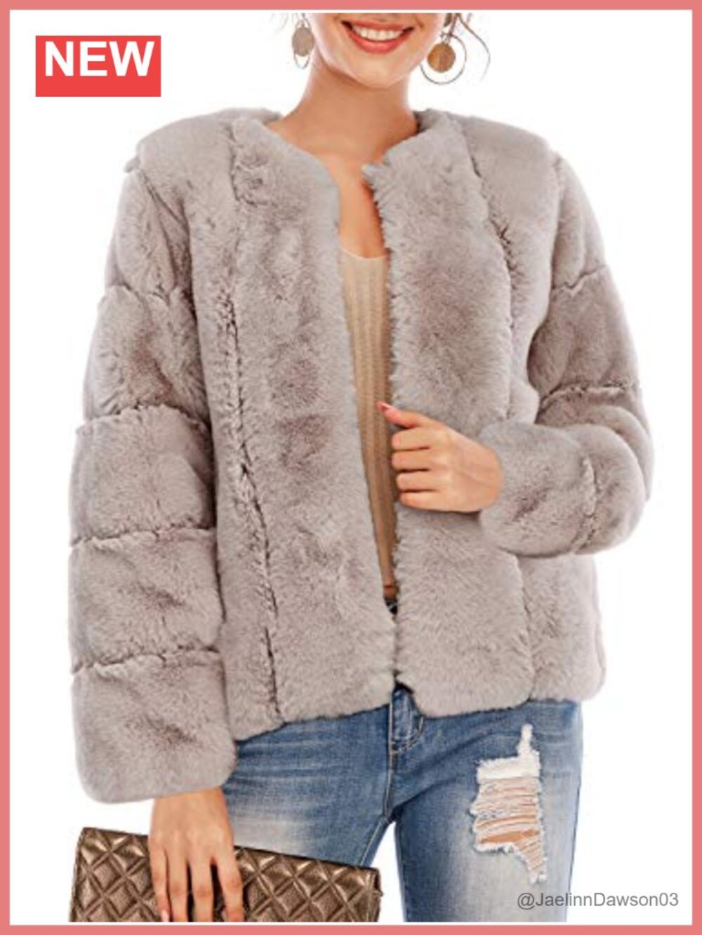 Women's Long Sleeve Open Front Fuzzy Faux Fur Coat